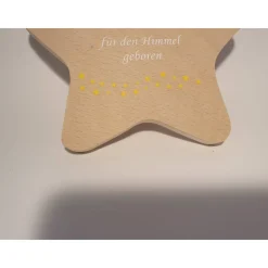 Erinnerung an Sternenkind, Verstorbene, Geschenk für Angehörige, Stern aus Holz für Mama Papa Oma Opa, Anstatt Trauerka