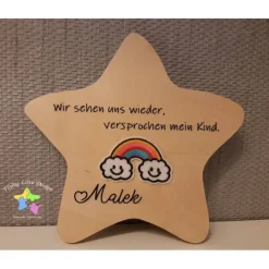 Erinnerung an Sternenkind, Verstorbene, Geschenk für Angehörige, individuelle gestaltetes Trauergeschenk, Stern Holz
