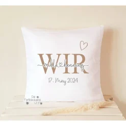 Erinnerung Hochzeit, Geschenk Kissen MR & MRS personalisiert, Hochzeitsgeschenk Dekokissen Monogramm Eukalyptus