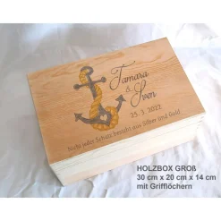 Erinnerungsbox aus Holz Hochzeit Anker