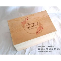 Erinnerungsbox aus Holz Hochzeit Design Rosarot
