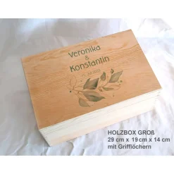 Erinnerungsbox aus Holz Hochzeit Salbei II