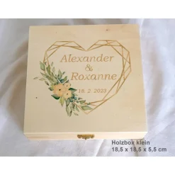 Erinnerungsbox aus Holz Hochzeit Geometric Heart