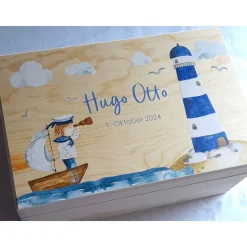 Erinnerungsbox aus Holz Hochzeit Design Leuchtturm