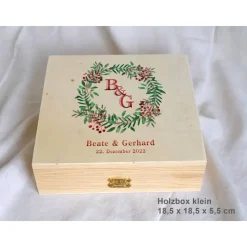 Erinnerungsbox aus Holz Hochzeit Design Christmas Wreath