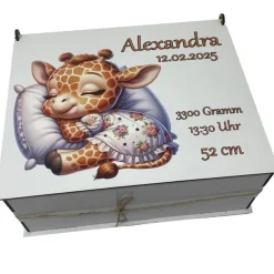 Erinnerungsbox für Baby, Erinnerungskiste, personalisierte Erinnerungskiste, Baby Geschenk personalisiert giraffe k