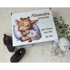 Erinnerungsbox für Baby, Erinnerungskiste, personalisierte Erinnerungskiste, Baby Geschenk personalisiert giraffe k