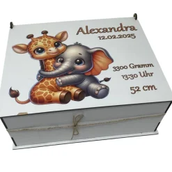 Erinnerungsbox für Baby, Erinnerungskiste, personalisierte Erinnerungskiste, Baby Geschenk personalisiert Giraffe