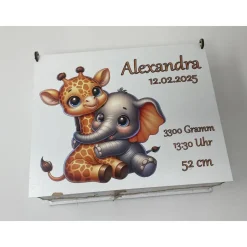 Erinnerungsbox für Baby, Erinnerungskiste, personalisierte Erinnerungskiste, Baby Geschenk personalisiert Giraffe