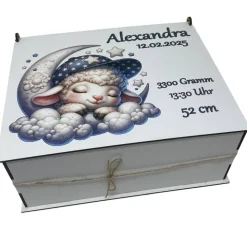 Erinnerungsbox für Baby, Erinnerungskiste, personalisierte Erinnerungskiste, Baby Geschenk personalisiert Schaaf