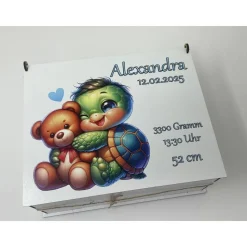 Erinnerungsbox für Baby, Erinnerungskiste, personalisierte Erinnerungskiste, Baby Geschenk personalisiert Schildkröte