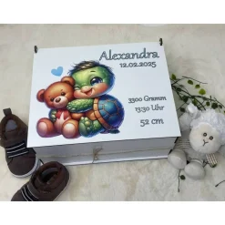 Erinnerungsbox für Baby, Erinnerungskiste, personalisierte Erinnerungskiste, Baby Geschenk personalisiert Schildkröte