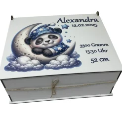 Erinnerungsbox für Baby, Erinnerungskiste, personalisierte Erinnerungskiste, Baby Geschenk personalisiert Panda
