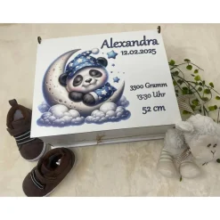 Erinnerungsbox für Baby, Erinnerungskiste, personalisierte Erinnerungskiste, Baby Geschenk personalisiert Panda