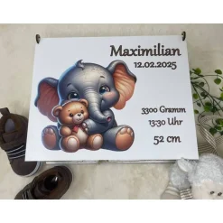 Erinnerungsbox für Baby, Erinnerungskiste, personalisierte Erinnerungskiste, Baby Geschenk personalisiert elefant