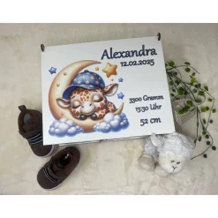 Erinnerungsbox für Baby, Erinnerungskiste, personalisierte Erinnerungskiste, Baby Geschenk Giraffe auf Mond
