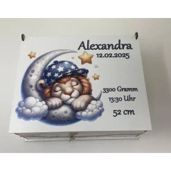 Erinnerungsbox für Baby, Erinnerungskiste, personalisierte Erinnerungskiste, Baby Geschenk personalisiert Löwe