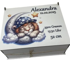 Erinnerungsbox für Baby, Erinnerungskiste, personalisierte Erinnerungskiste, Baby Geschenk personalisiert Löwe