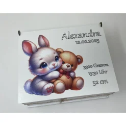 Erinnerungsbox für Baby, Erinnerungskiste, personalisierte Erinnerungskiste, Baby Geschenk personalisiert Hase