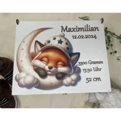 Erinnerungsbox für Baby, Erinnerungskiste, personalisierte Erinnerungskiste, Baby Geschenk personalisiert Fuchs