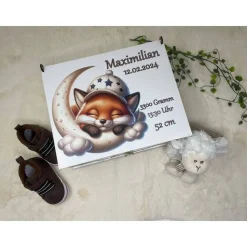 Erinnerungsbox für Baby, Erinnerungskiste, personalisierte Erinnerungskiste, Baby Geschenk personalisiert Fuchs