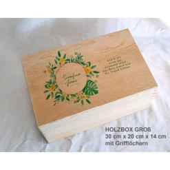 Erinnerungsbox Greenery Hochzeit Familie Freunde Farn aus Holz