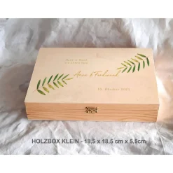 Erinnerungsbox Greenery Hochzeit Familie Freunde Farn aus Holz