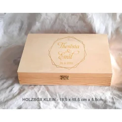 Erinnerungsbox Greenery Hochzeit Familie Freunde Goldrahmen aus Holz