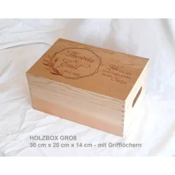 Erinnerungsbox Greenery Hochzeit Familie Freunde Goldrahmen aus Holz
