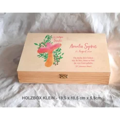 Erinnerungsbox Taufe Baby Aquarell Kreuz Greenery aus Holz