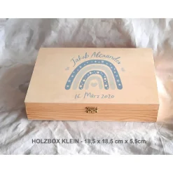 Erinnerungsbox Taufe Baby Regenbogen modern aus Holz