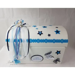 Erinnerungsbox Truhe STERNENKIND blau m. Engel