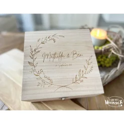 Erinnerungskiste zur Hochzeit | Personalisierte Erinnerungsbox | Holzkiste mit Gravur | Geschenk zur Hochzeit