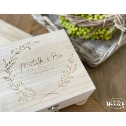 Erinnerungskiste zur Hochzeit | Personalisierte Erinnerungsbox | Holzkiste mit Gravur | Geschenk zur Hochzeit