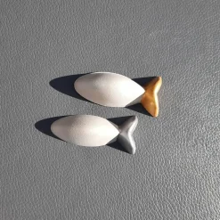 5er-Set Fische aus Beton als Tischdekoration für Kommunion