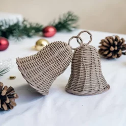 2er-Set handgeflochtene Glocken aus Peddigrohr / Weihnachtsglocken / Kranzglocken / Rattan Glocken