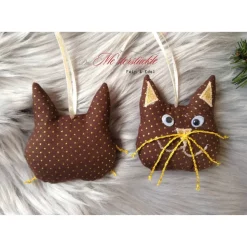 4er-Set Katzen Weihnachtsdeko braun gold beige