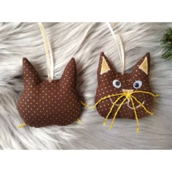 4er-Set Katzen Weihnachtsdeko braun gold