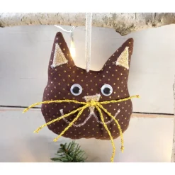 4er-Set Katzen Weihnachtsdeko braun gold