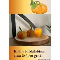 2er-Set kleine gefilzte Kürbisse mit den Stillen – handgemachte Herbstdeko aus Wollfilz, ca. 5 × 6 cm groß