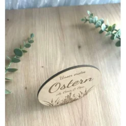 erstes Ostern als Oma und Opa Holzkarte aus langlebigem Lindenholz, als Andenken an das erste Ostern deines Babys