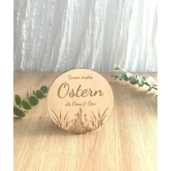 erstes Ostern als Oma und Opa Holzkarte aus langlebigem Lindenholz, als Andenken an das erste Ostern deines Babys