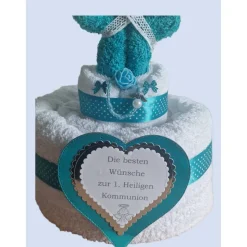 Erstkommunion Konfirmation Firmung Geschenk aus Handtücher Kreuz Schutzengel