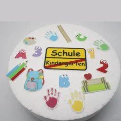 Essbare Tortendeko komplettes Set für den Schulanfang Einschulung 1. Schultag Tortendeko Tortenaufleger