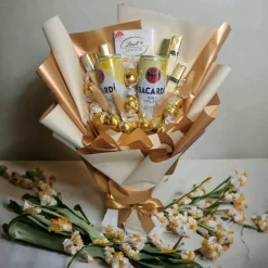 Essbarer  Blumenstrauß - BACARDI - Pina Colada, Lindt LINDOR, Merci