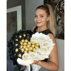 Essbarer Blumenstrauß - Elegant, Ferrero Rocher + Ewige Rosen