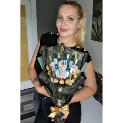 Essbarer Blumenstrauß - Gin - Ferrero Rocher - Merci - Raffaello