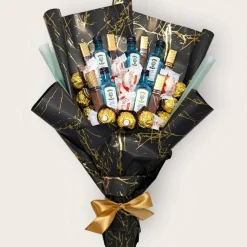 Essbarer Blumenstrauß - Gin - Ferrero Rocher - Merci - Raffaello