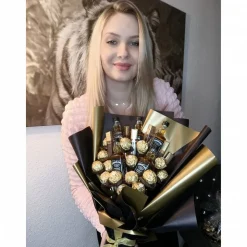 Essbarer  Blumenstrauß - Jack Daniels Handgemachtes personalisiertes Geschenk für Männer, Frauen. Strauss aus Pralinen,
