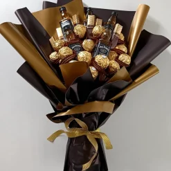 Essbarer  Blumenstrauß - Jack Daniels Handgemachtes personalisiertes Geschenk für Männer, Frauen. Strauss aus Pralinen,